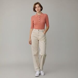 Scotch & Soda Dusty Pink Slim-Fit Short Sleeve Knit Polo Top Size XS Retro 70s
